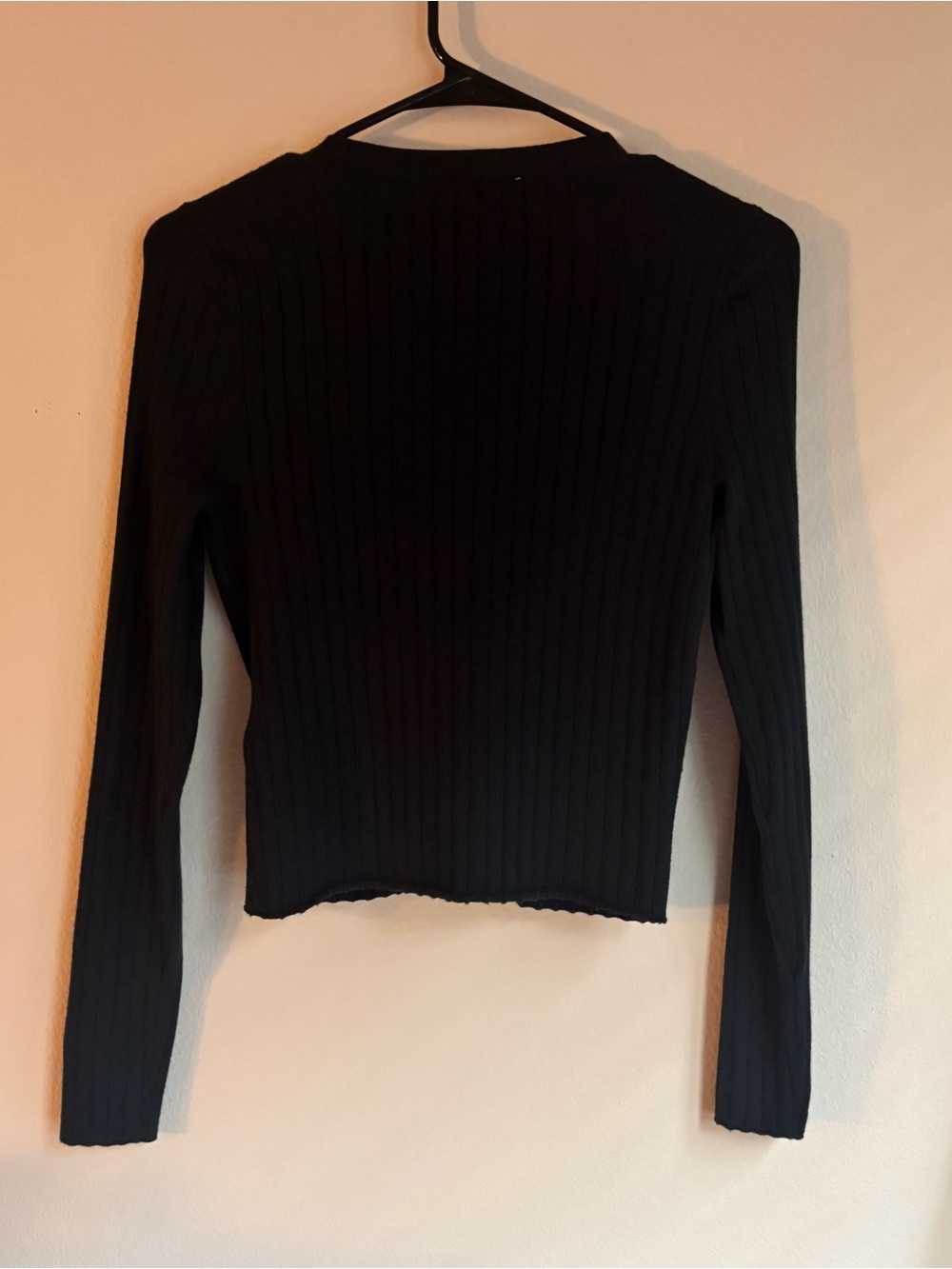 Abercrombie Black Ribbed Cropped Cardigan Soft A&F Small - Picture 5 of 6